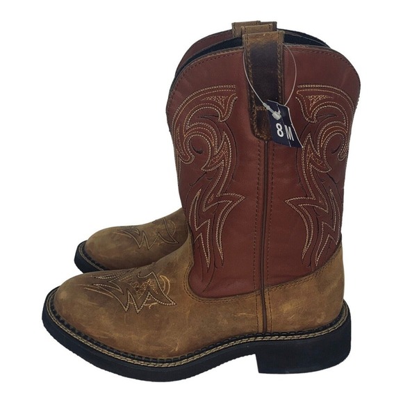 SANTA FE Leather Western Cowboy Boots Mens Size 8M Brown NWT $199 - Picture 9 of 10